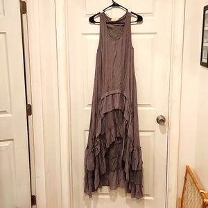 Anthropologie A’Reve High Low Lace Tiered Ruffle Boho Dress Size L
